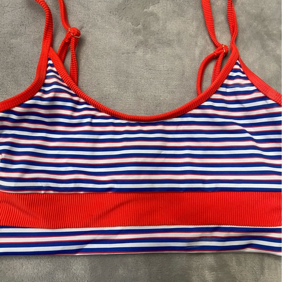 New! beach riot striped bikini top red white blue 10014 - Picture 4 of 7